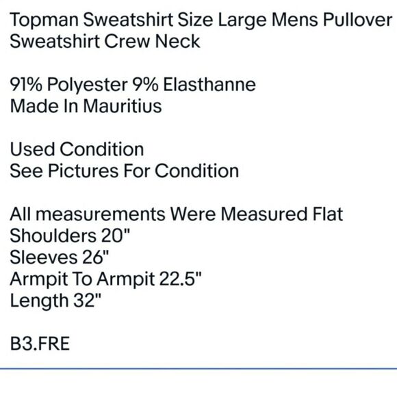 Topman Sweatshirt Size Large Mens Pullover Sweatshirt Crew Used Condition EUC - Picture 5 of 5